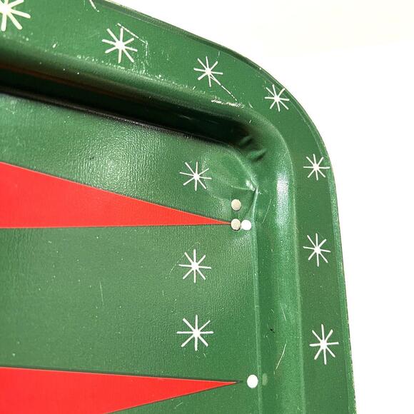 VTG Holt Howard Atomic Snowman Christmas Serving Tray TV Dinner Legs Green Rare - Picture 8 of 15